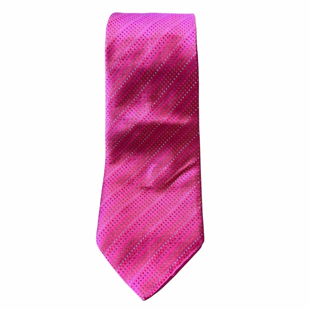 Thomas Pink Silk Tie Magenta Micro Rainbow Dot Easter Prom Wedding Made France